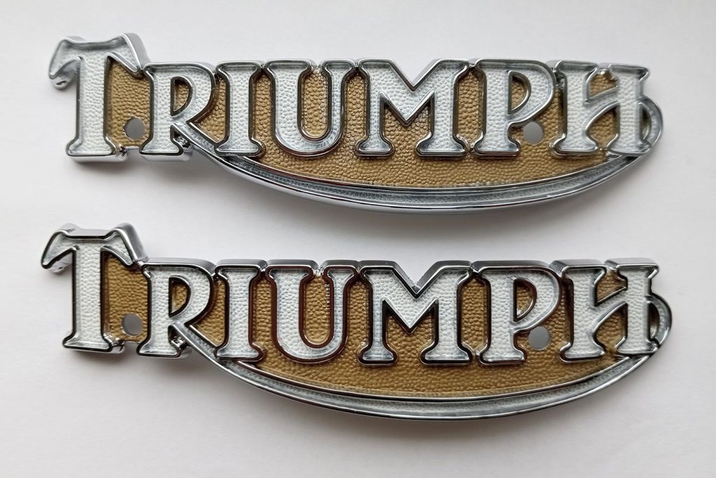 Triumph Badges painted with enamel