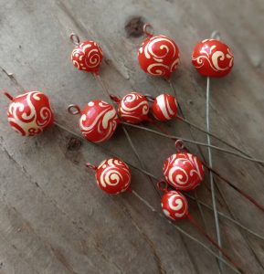 Hand painted clay beads