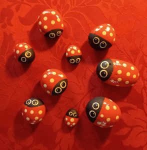 stone painted ladybirds