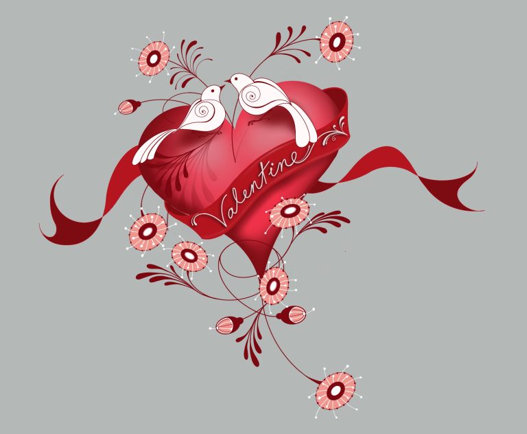 valentine heart with doves