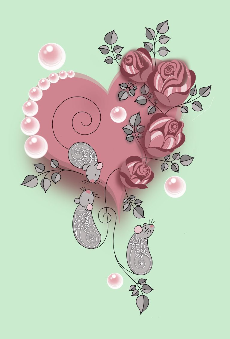 valentine mice with roses