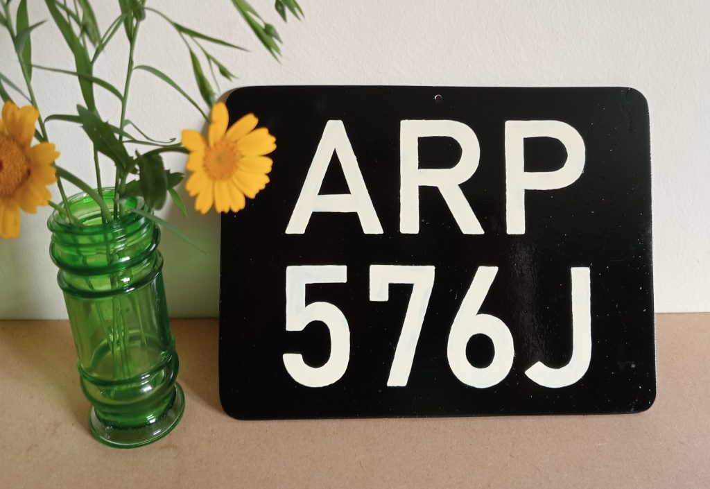 enamel number-plate