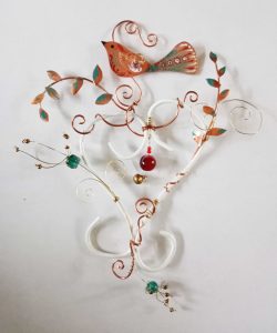 copper wire bird heart